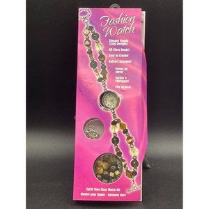 Fashion Watch Making Kit Earth Tone Watch Kit Glass Beads Crafting Kit L 8.25 In